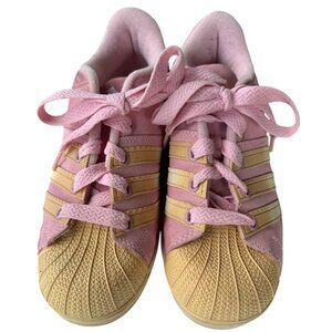 Adidas Low Top Fashion Pink Yellow Leather Sneakers Women's Size 8.5 (See Pics)